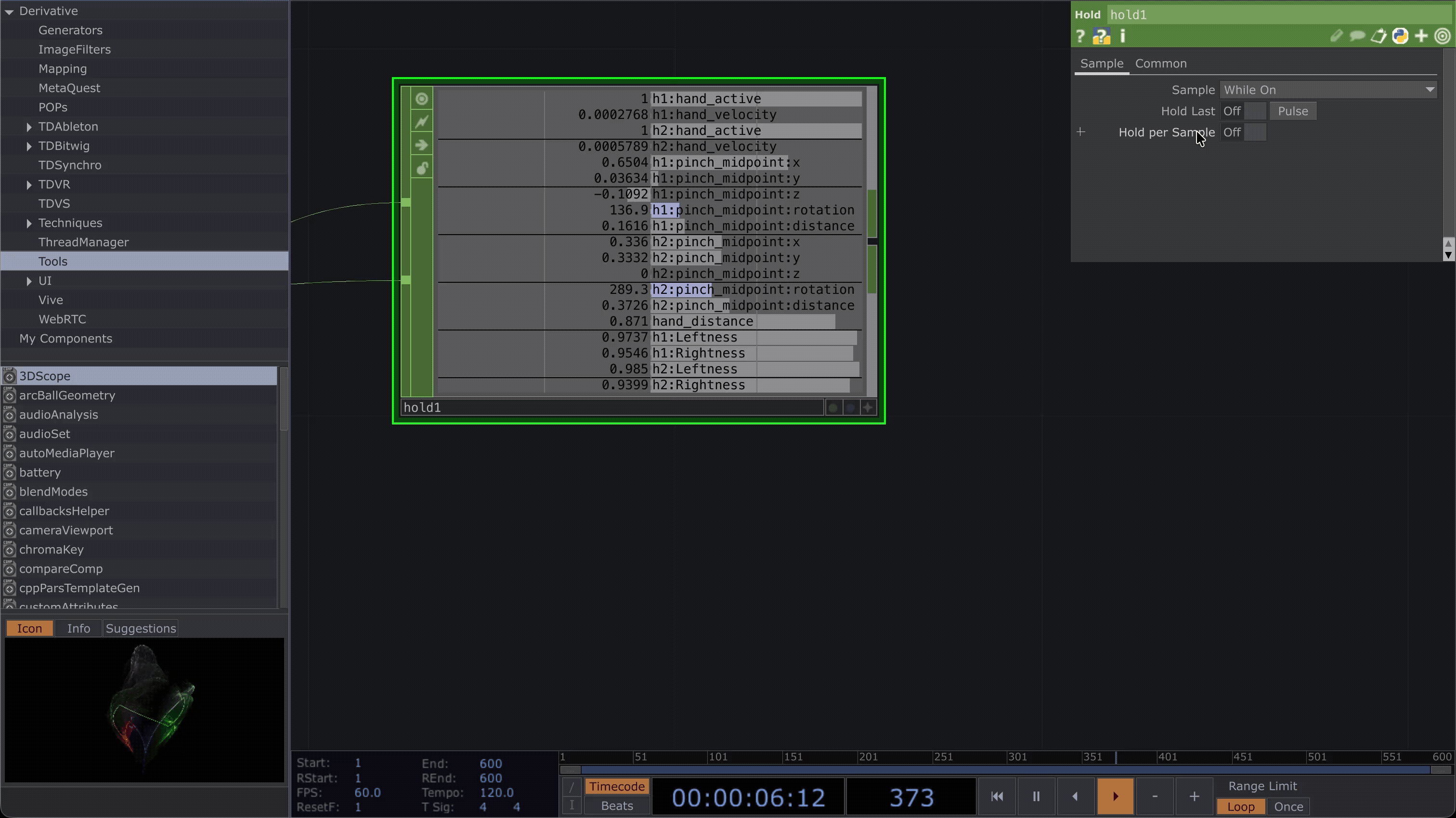 Here I was just messing around with the different pieces of data and seeing what changed when I would move my hand. I wanted to get an understanding of what all the different data points represent.